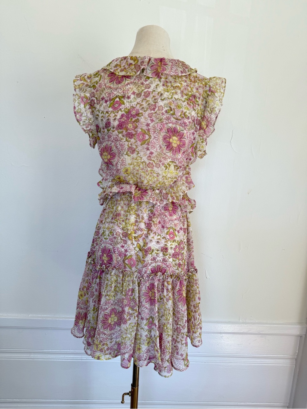 MISA LA Jolie Floral Ruffle Cutout Mini Dress XS - Picture 3 of 6